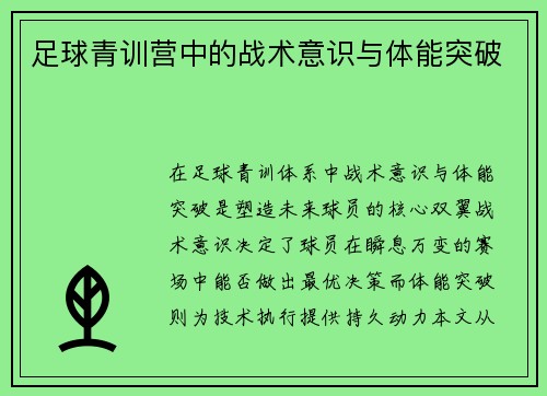 足球青训营中的战术意识与体能突破